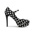 thumbnail image 3 of BLISSFUL STEP Women's Shoe Polka Dots Mary Janes Stiletto Heels Platform Ankle Strap Close Toe  Pumps Black 7, 3 of 7