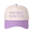 thumbnail image 4 of Sorry about my Boyfriend Letter Embroidered Color Block Trucker Hat Unisex Adjustable Cotton Breathable Fashion Cap for Travel Daily Wear, 4 of 10