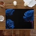 thumbnail image 2 of Blue Rose Placemats for Dinning Table Set of 4, Vintage Abstract Garden Flower Floral Black Burlap Kitchen Place Mats Waterproof Cloth Table Mats, Indoor Outdoor Placemats Easy Clean Dinner Decor, 2 of 8