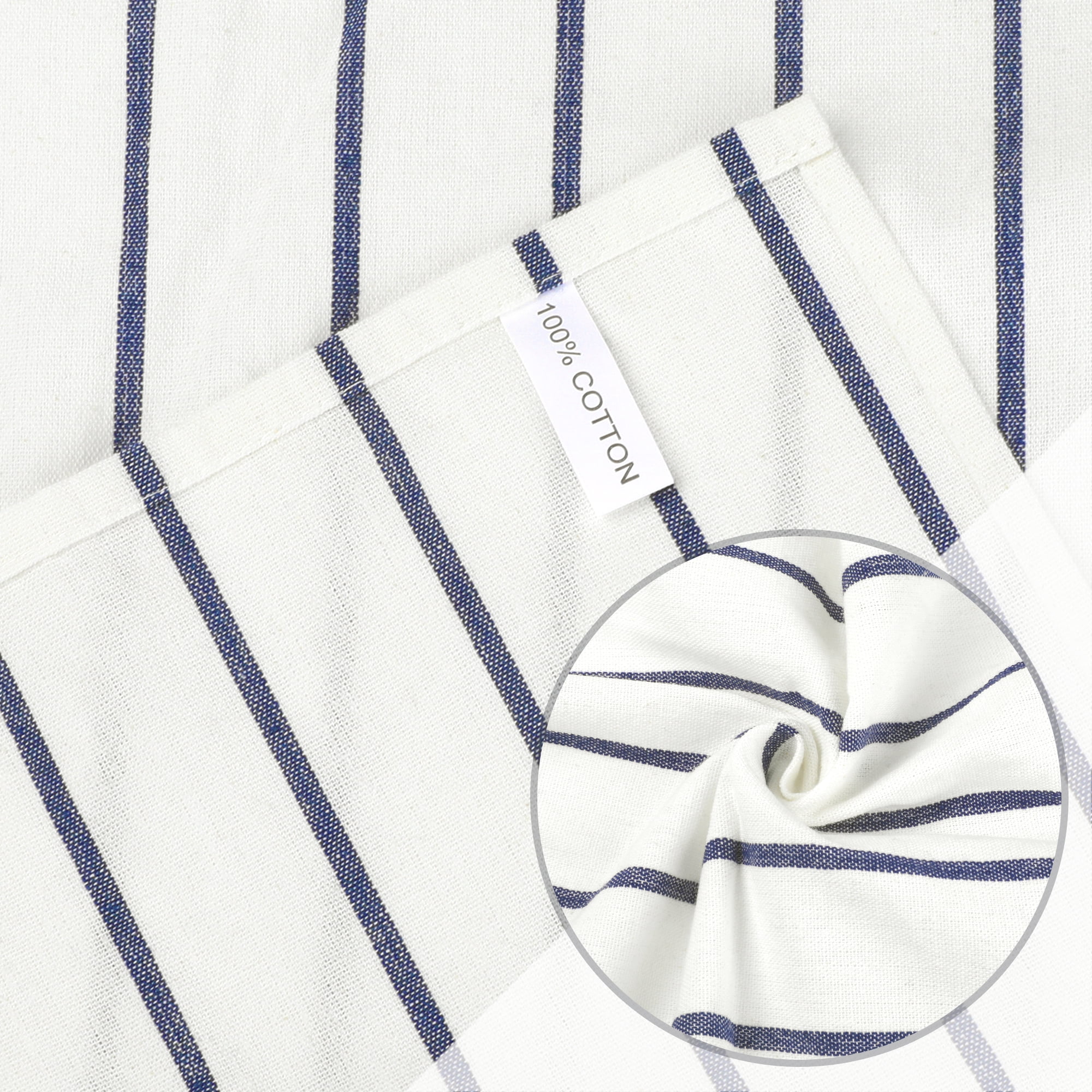 Unique Bargains Cotton Hand Towels Absorbent Lint Free Dish Kitchen Towels 24 x 16 Inch Blue Pinstriped 2pk