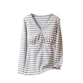 thumbnail image 2 of Women's Maternity Shirts Solid Color Ribbed Long Sleeve Pregnancy Tops V Neck Classic Fashion Lightweight Pregnant Clothes Casual Trendy Blouse Blue 01 M, 2 of 5