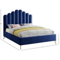 thumbnail image 6 of Meridian Furniture Lily Solid Wood and Tufted Velvet Queen Bed in Navy, 6 of 6