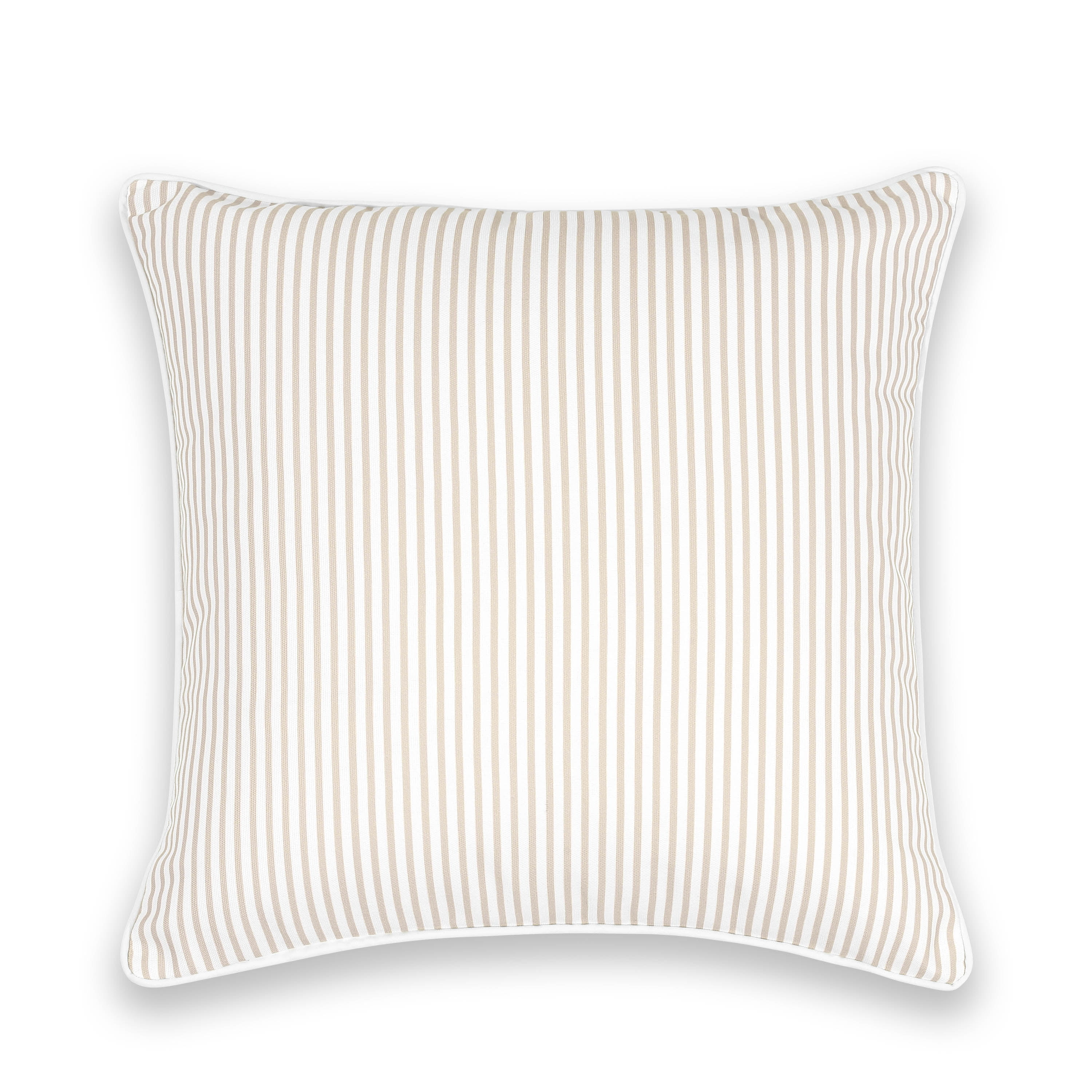 Hofdeco Premium Fall Coastal Patio Indoor Outdoor Pillow Cover Only, 20"x20" Water Repellent for Backyard, Couch, Neutral Tan Stripe