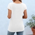 thumbnail image 6 of OGLCCG Women Short Sleeve Tunics Tops Crew Neck Casual Loose Henley Shirts Dressy Summer Solid Color Casual Trendy Cute T-Shirt,XXL,White, 6 of 8