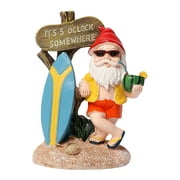 Naughty Garden Gnome Statue Surfing Gnome Figurines Funny Surf Dwarf Sculpture Resin Surfer Dude for Outdoor Garden Yard Lawn Balcony Decoration Indoor Home Desk Ornaments