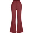 thumbnail image 4 of Women's Corduroy High Waisted Flare Pants Bell Bottom Trousers Solid Color Casual Bootcut Pants Lounge Trousers, 4 of 5