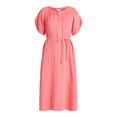 thumbnail image 2 of Time and Tru Women’s and Women’s Plus Cotton Double Cloth Midi Dress, Sizes XS-4X, 2 of 4