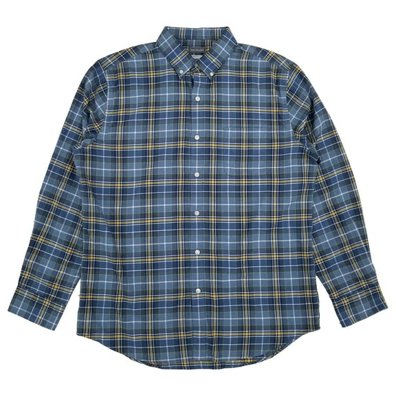 Van Heusen Mens Blue Tartan Plaid Long Sleeve Button-Down Shirt Large