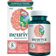 NEURIVA Original Brain Supplement for Memory, Focus & Concentration + Learning & Accuracy with Clinically Tested Nootropics Phosphatidylserine and Neurofactor, Caffeine Free, 30 Count (1 Pack)