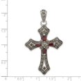 thumbnail image 2 of White Sterling Silver Charm Pendant Themed Cubic Zirconia CZ Red Marcasite 53 mm 31, 2 of 2