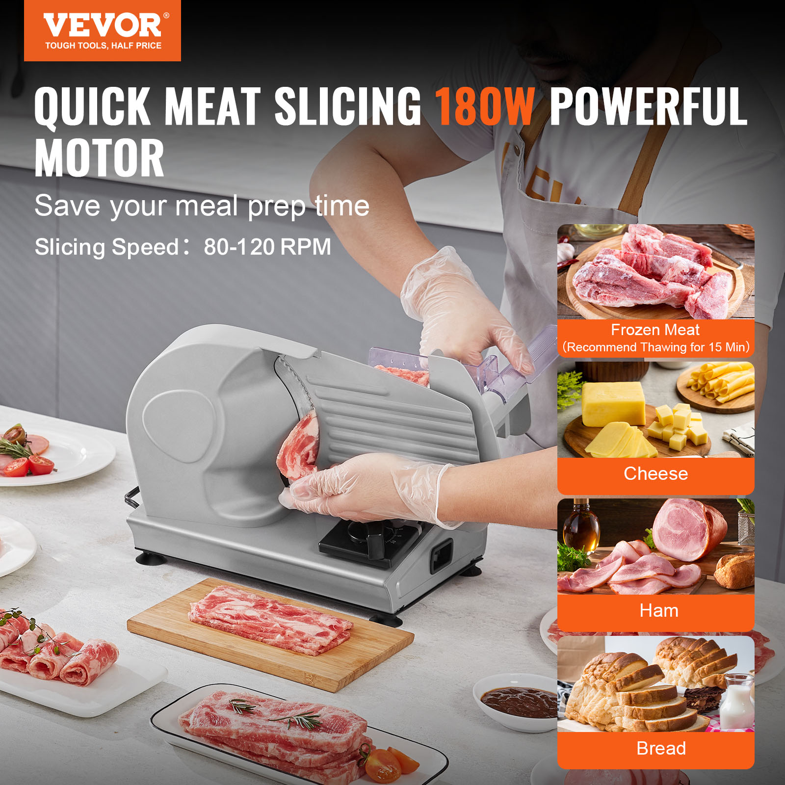 Free Shipping! SKYSHALO 180W Electric Meat Slicer Deli Food Slicer with ...