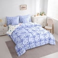 thumbnail image 3 of jejeloiu Purple Bow Pattern 7-Piece Twin Bedding Sets,Cartoon Bowknot Bowtie Bedding Comforter Set For Girl Reversible, 3 of 8
