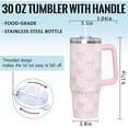 thumbnail image 2 of 30 Oz Pink Bow Tumbler with Handle and Straw, Insulated Stainless Steel Coffee Travel Cup Mug Water Bottle, Kawaii Cute Pink Bow Themed Gifts for Women Teen Girl, 2 of 6