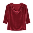 thumbnail image 6 of Ltctricy Velvet Tops for Women Long Sleeve Cowl Neck Velour T-Shirts Loose Tunic Tops Dressy Casual Tee Blouses, 6 of 7