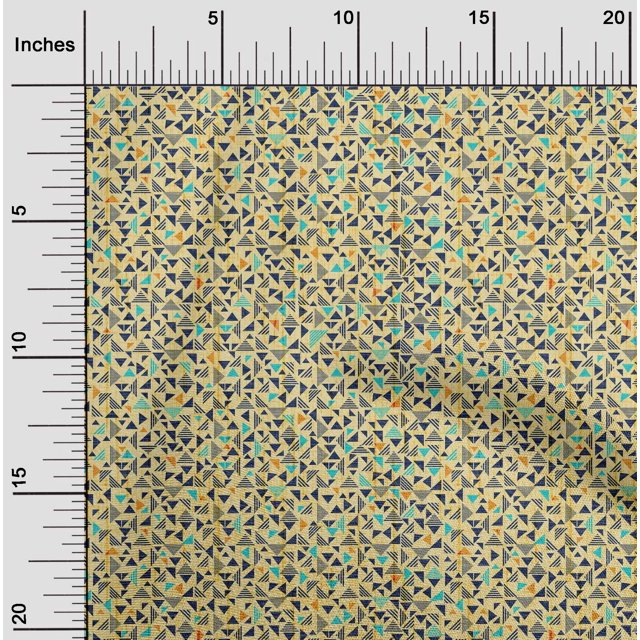 oneOone Polyester Lycra Pale Orange Fabric Texture & Triangle Geometric Fabric For Sewing Printed Craft Fabric By The Yard 56 Inch Wide