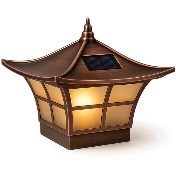 Classy Caps Ambience Solar Post Cap - Fits 3.5"x3.5" and 4"x4" Posts - Lit Candle Effect - Electroplated Copper