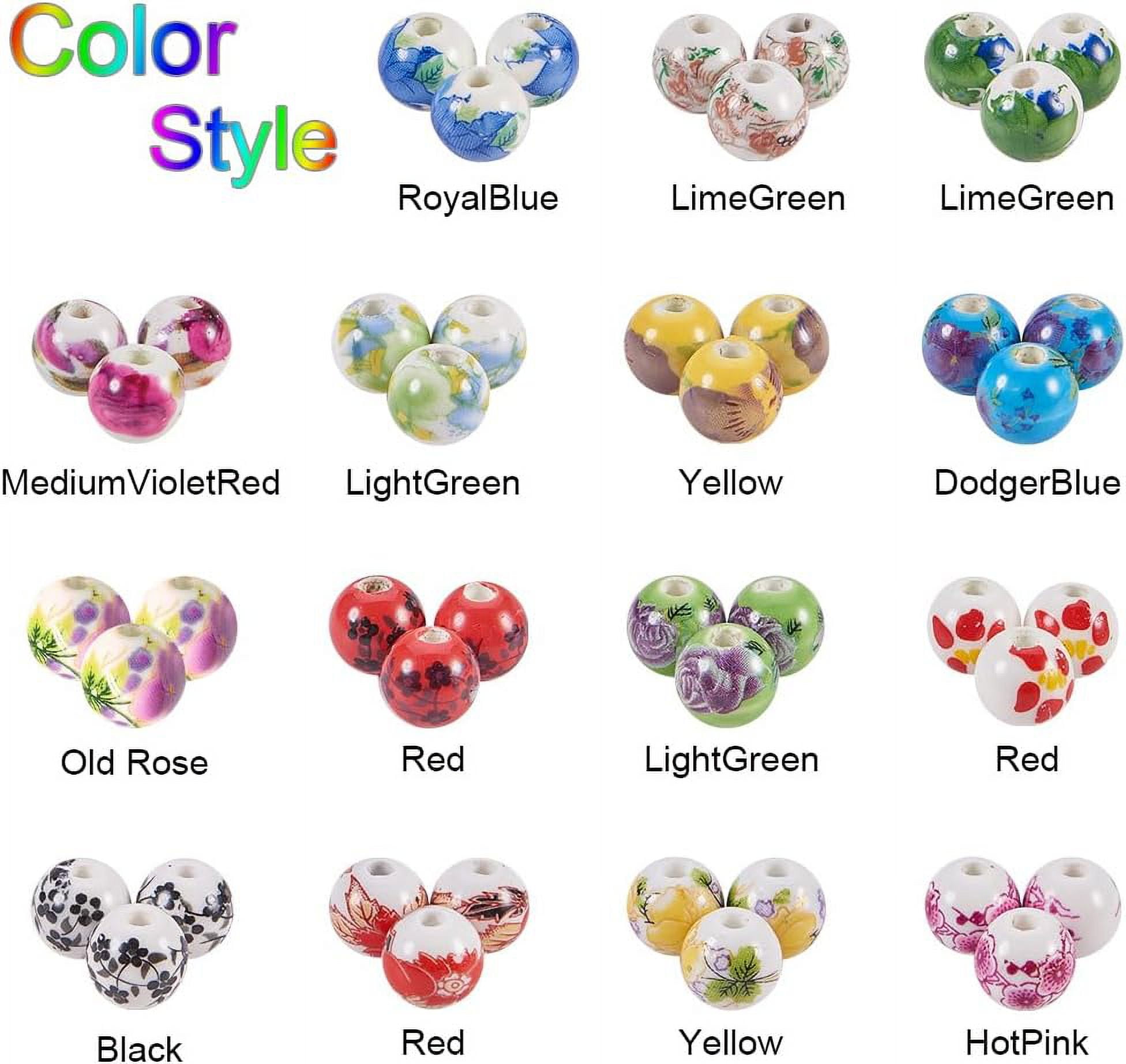 150pc Porcelain Beads 15 Styles Flower Round Beads 10mm Handmade Ceramic Beads DIY Chinese Spacer Beads Handmade Jewelry Making Bracelets Necklace Traditional Chinese Style DIY Making