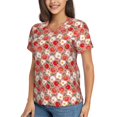 thumbnail image 5 of Yiaed Tomatoes Print Women's T Shirt V-Neck Short Sleeve Shirt Casual Breathable Tee Summer Tops-XX-Large, 5 of 5