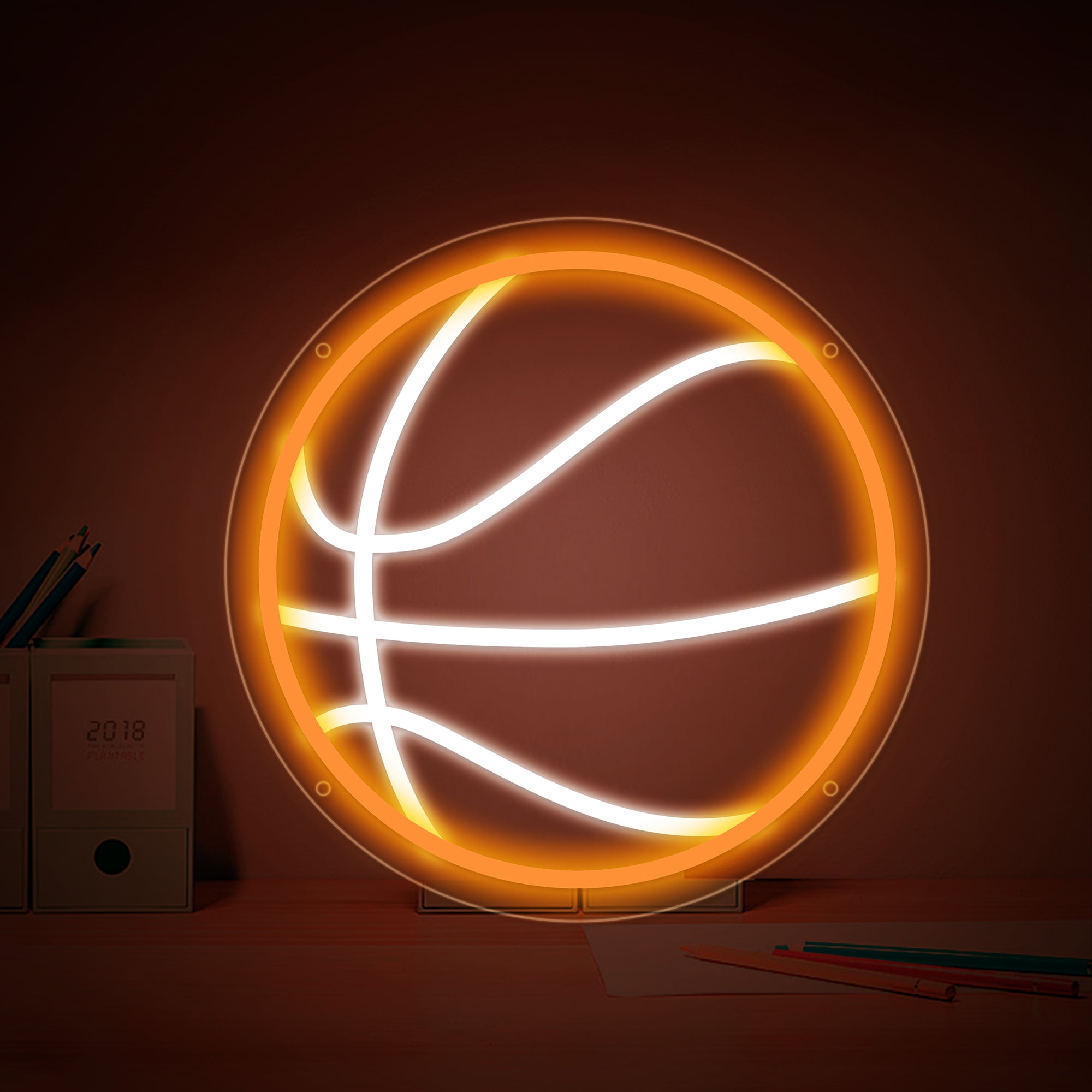 Basketball Neon Sign for Wall Decor, 12.6×12.6 Inch Basketball Led Neon Light, Sports Gift for Boys and Girls, Dimmable LED Neon Signs for Bedroom and GYM
