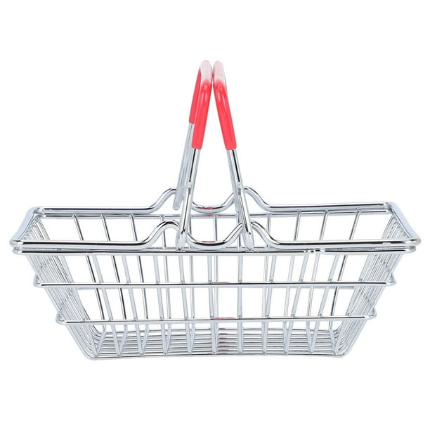 Mini cesta de la compra, cesta de juguete, mini soporte de almacenamiento de alambre metálico