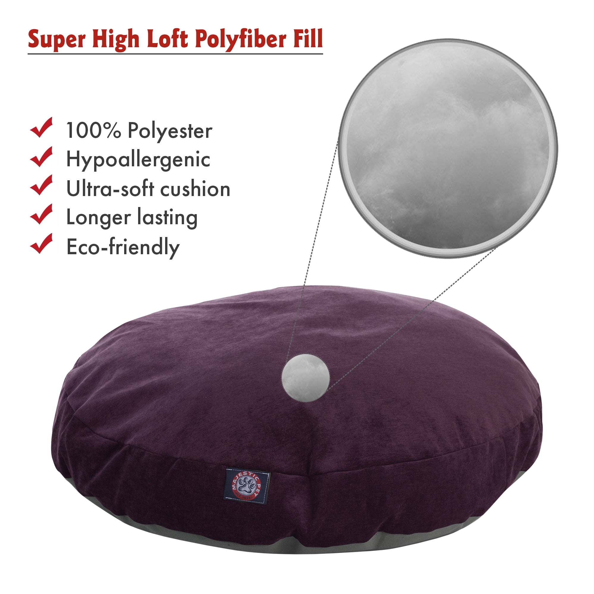 Majestic Pet | Villa Velvet Round Pet Bed For Dogs, Removable Cover, Aubergine, Small