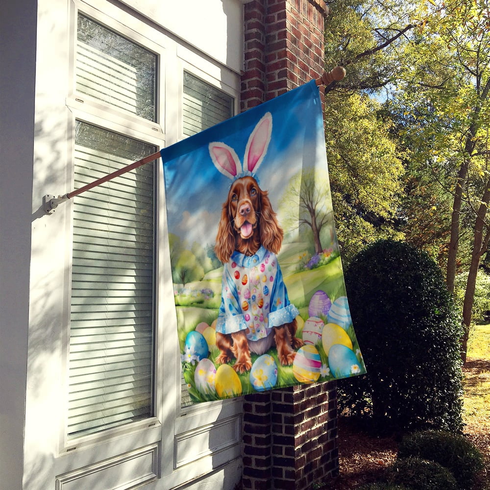 English Cocker Spaniel Easter Egg Hunt House Flag 28 in x 40 in