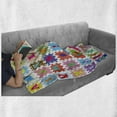 thumbnail image 6 of ABC Puzzle Soft Flannel Fleece Throw Blanket, Alphabet Numbers and in a Puzzle Form Educational Layout Nursery Items, Cozy Plush for Indoor and Outdoor Use, 50" x 70", Multicolor, by Ambesonne, 6 of 6