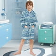 thumbnail image 5 of FORMRS Kids Bathrobe Unisex Hooded Robe Toddler Pajamas Sleepwear, Size 2-3T, Blue Watercolor Ocean Waves, 5 of 7