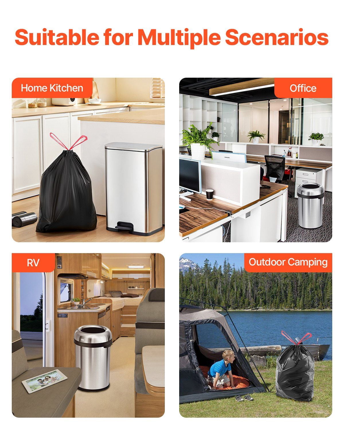 30 Gallon Drawstring Trash Bags, 50 Count Tall Kitchen Trash Bags, Extra Thick 0.98 MIL Heavy Duty Garbage Bags, Leak-Resistant Recyclable Bin Bags with Strong Handles for Home, Office, RV