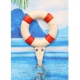 thumbnail image 2 of Ebros Gift 6.5"Tall en Fonte Nautique Marin Marin Sauveteur Bouée Anneau Blanc avec des Rayures Rouges Crochet Mural (4), 2 of 6