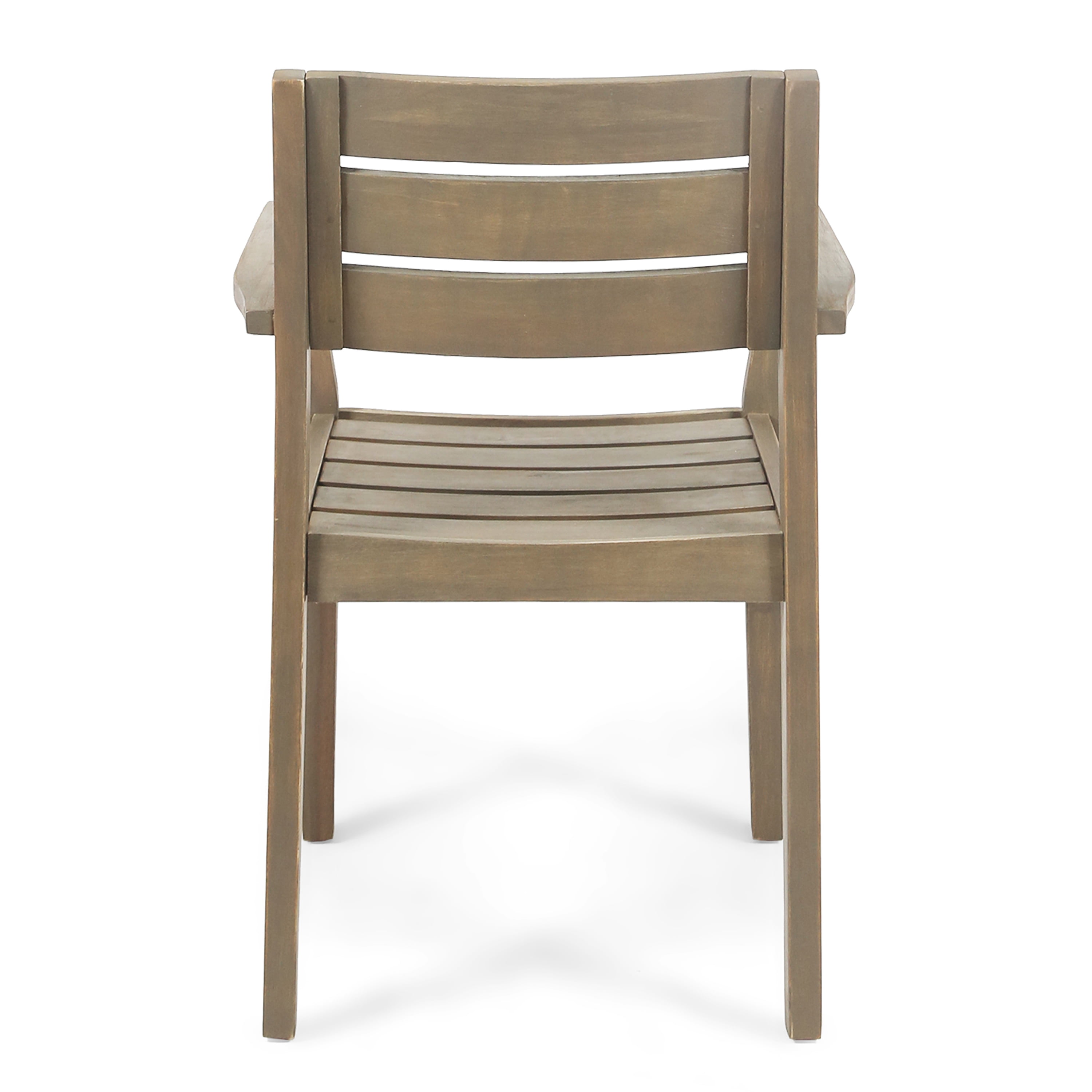 Dining Chairs Set of 2, Stamford Outdoor Acacia Wood Armchairs for Backyard Poolside, Grey