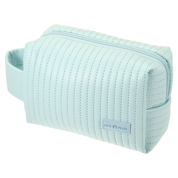 Bolsa de maquillaje Unique Bargains Piel Sintética Azul 18x7.5x12.5cm