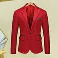 thumbnail image 3 of Lohuatrd Men Suit Coat Formal Business Style Single Button Cardigan Slim Fit Long Sleeve Turn-down Collar Solid Color Groom Groomsman Wedding Suit Jacket, 3 of 7