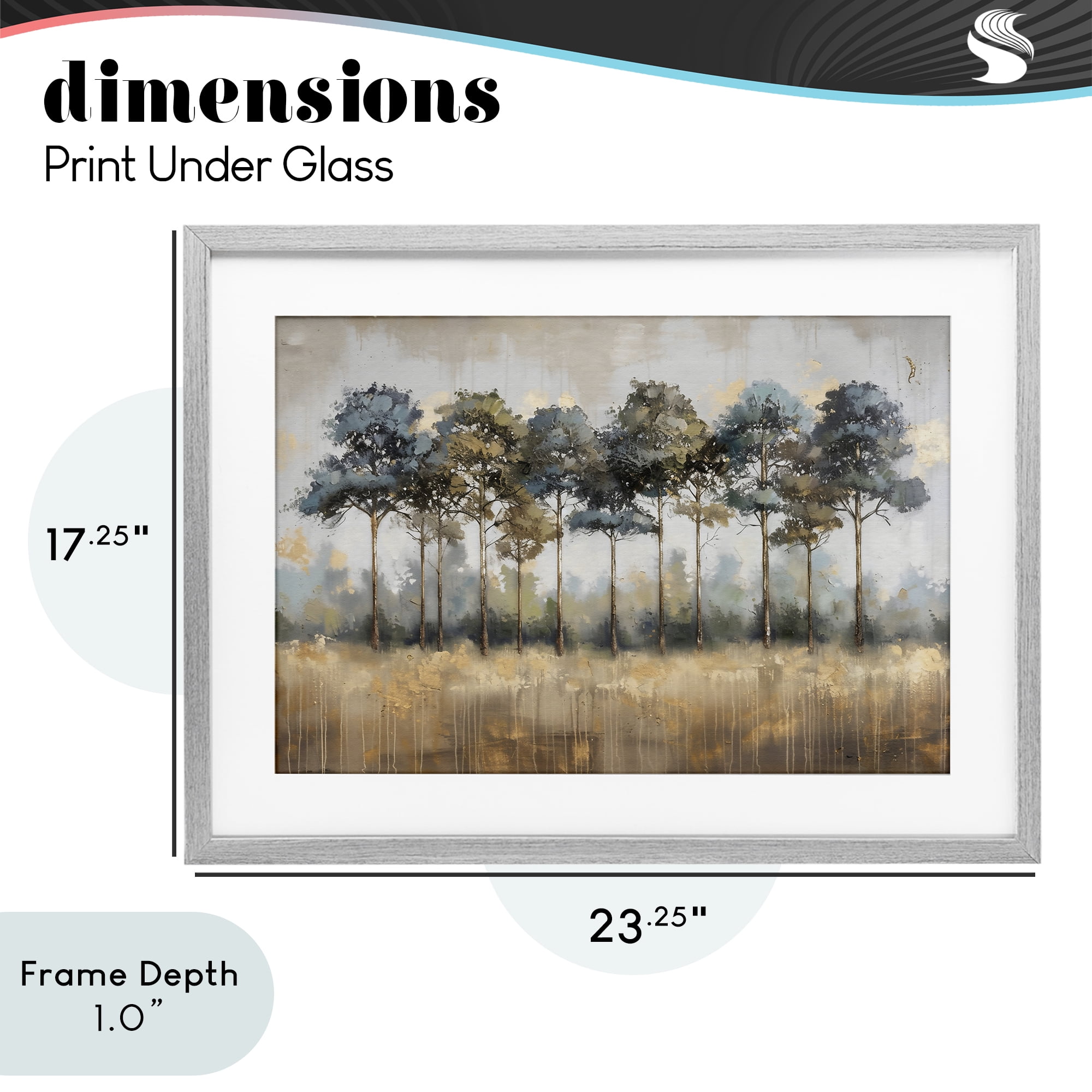 Stupell Industries Green & Blue Forest Grove Gray Framed Print Under Glass, design by Creative Studio