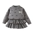 thumbnail image 4 of Mnyotv Back to Scool Clothes for Girls Cute Bow Printed Long Sleeve Tops and Mini Skirts 2Pcs Uniform Clothes Size 7-8 Years, 4 of 5