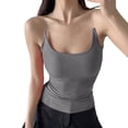 thumbnail image 1 of Camiseta sexy sin mangas con tirantes para mujer - Top corto ajustado con relleno extraíble, sujetador deportivo sin costuras para yoga, 1 of 5