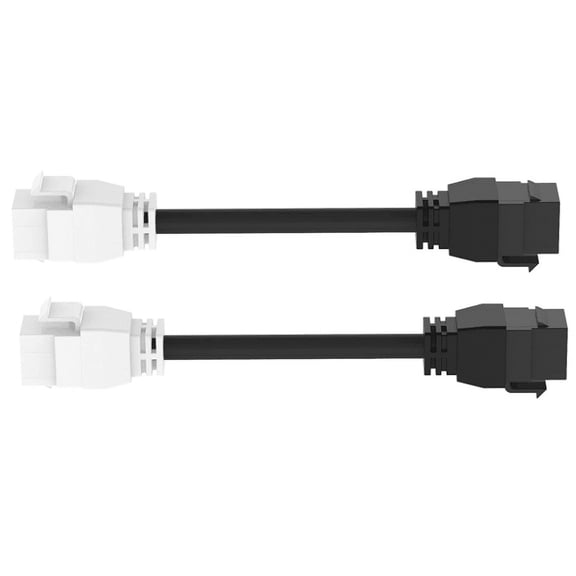 RiteAV - HDMI Female-Female Pigtail Extension Cable Coupler Keystone Dongle Jack, Black/White (2 Pack)