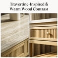 thumbnail image 4 of COLAMY RILLE 47" Coffee Table with Storage & 2 Drawers, Rectangular Travertine Fluted Wood Coffee Tables for Living Room, Modern Farmhouse Center Table with Shelf, Oak, 4 of 9