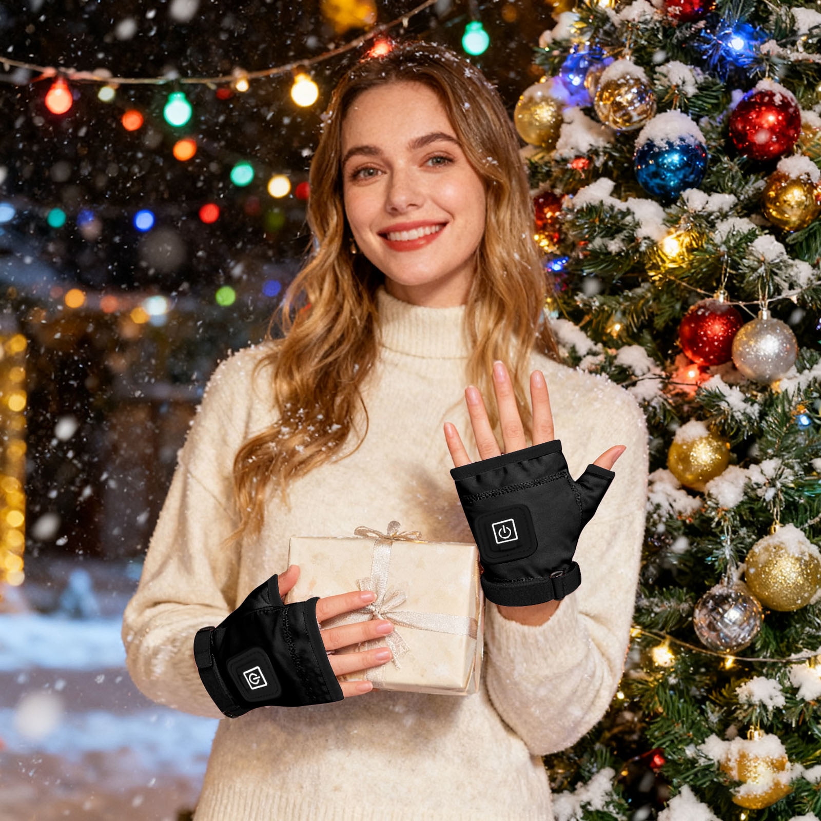 Rechargeable Heated Gloves for Women Men Smart Thermostatic Control Electric Heating Fingerless Gloves Portable Hand Warmer for Outdoor Work Winter Cycling Skiing Hiking Camping and Cold Weather
