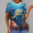 thumbnail image 6 of Nautical Green Sea Turtles Women's Short Sleeve Tops Casual Blouses T Shirt, 6 of 6