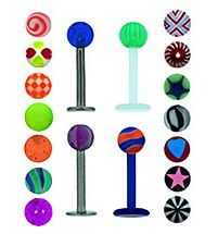 10mm 1.6mm 3/8 Jewelry by Sweet Pea SGSS Labret w Balls & Cones 14G Long w 6 sided cone
