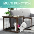 thumbnail image 4 of PawHut Wooden Decorative Dog Cage Pet Crate with Fence Side Table Small Animal House and Tabletop, Brown, 4 of 9