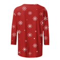 thumbnail image 4 of Jsaierl Christmas Shirts Women Funny Snowflake Graphic Tees Loose Fit Petite Round Neck T-shirt 3/4 Sleeve Tunic Blouse Tops S-5XL, 4 of 5