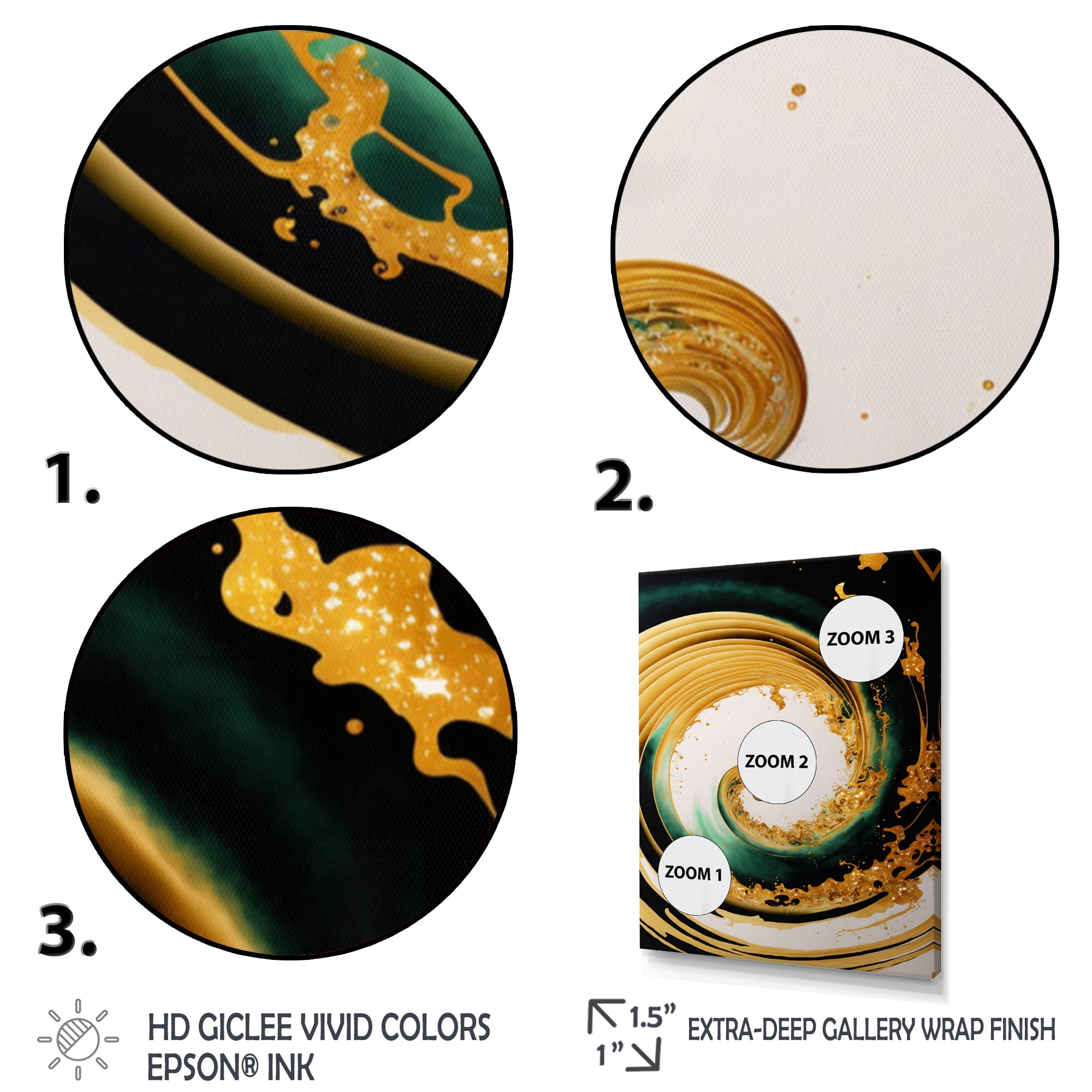 Designart Bold Gold Half Circle Canvas Wall Art