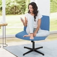 thumbnail image 2 of Home Office Chair Armless Criss Cross Legged Chair No Wheels, Wide Comfy Desk Chair Makeup Vanity Chair, Height Adjustable Swivel Fabric Computer Chair Task Chair, Blue, 2 of 7