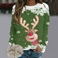 thumbnail image 2 of Fiaer Crew Neck Sweatshirts Women Christmas Deer Snowflake Graphic Tees Funny Xmas Plus Size Baggy Trendy Long Sleeve Tops Green XL, 2 of 4