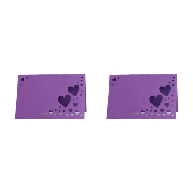 tssuouriy 50pcs Paper Lasting Impression With Heart Hollowed Table Namecards Durable Wedding Name Cards deep purple 2Set