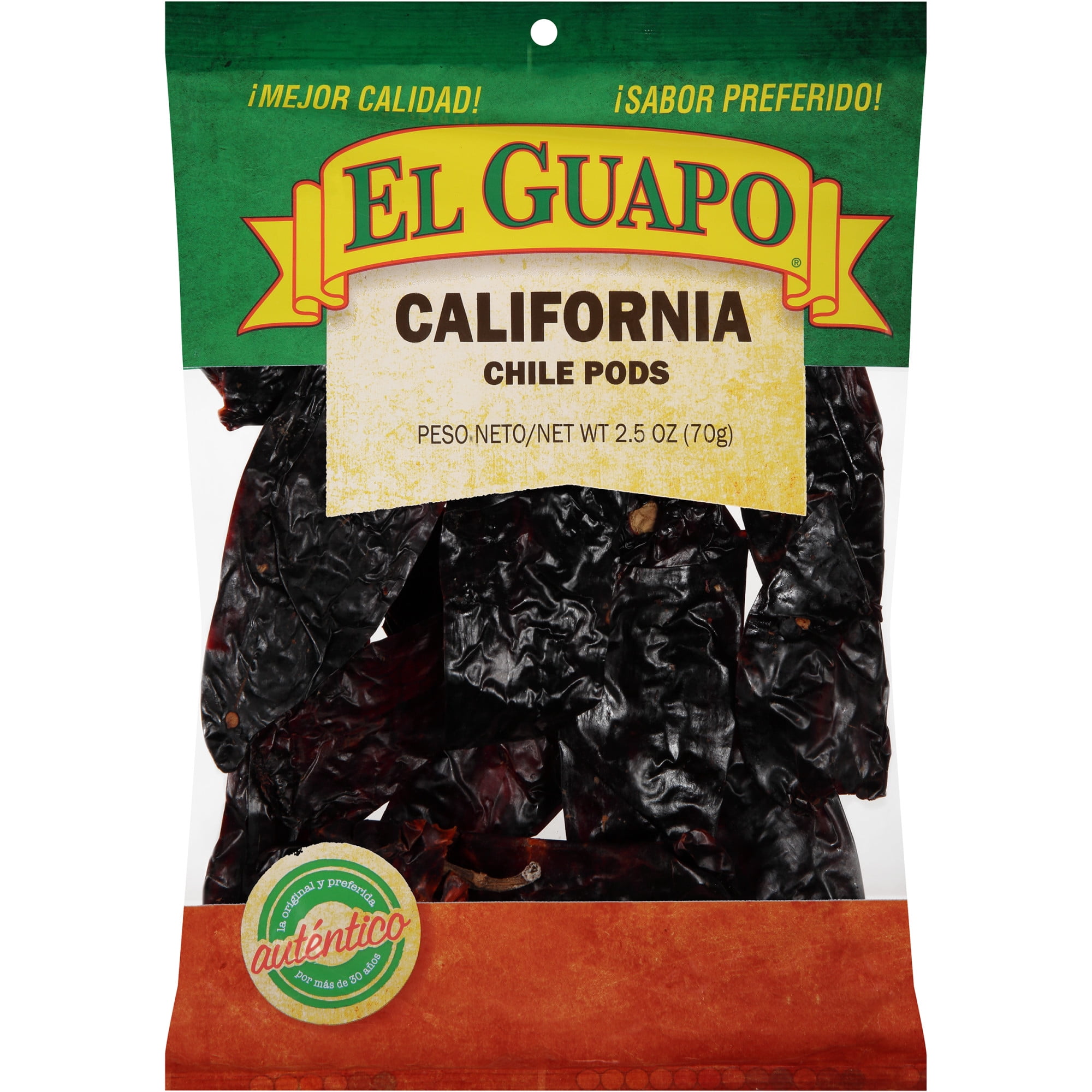 El Guapo Whole California Chili Pods (Chile California Entero), 2.5 oz
