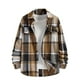 thumbnail image 2 of Blusa y camisa de manga larga con cuello vuelto para hombre, informal, de manga larga, con solapa, estampado a cuadros, botones, bolsillo falso, chaqueta, blusa de poliéster para hombre, 2 of 8