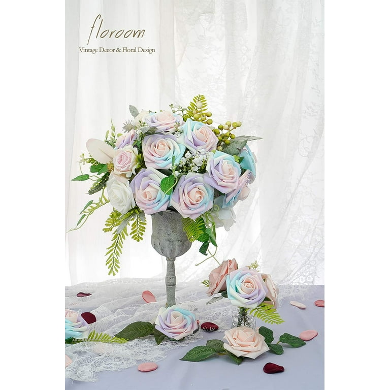 Floroom Artificial Flowers 25pcs Real Looking Whimsical Blush Foam